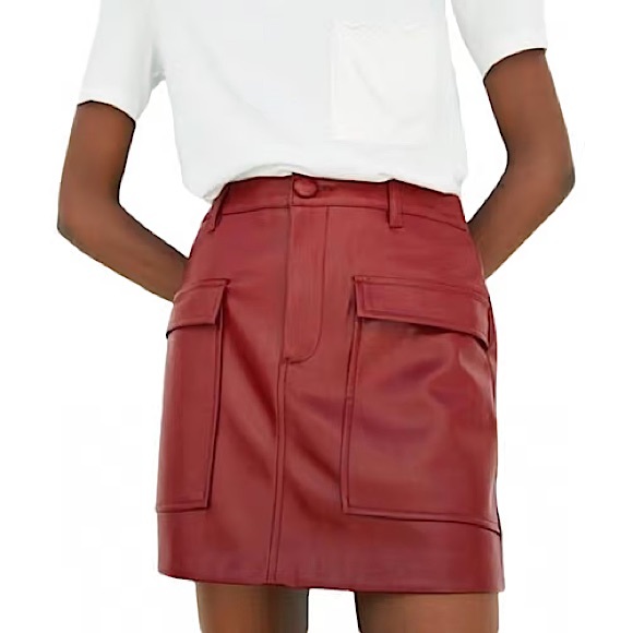 Zara Faux Leather Red Mini Skirt - Picture 1 of 4